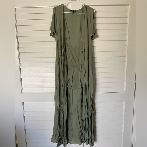 Lulus Wrap Much Obliged Maxi Dress Olive Green Size Small - Picture 4 of 6
